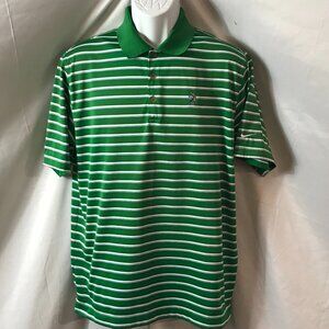 Nike White Green Band Activewear Athletic Sport Cut Polo Shirt